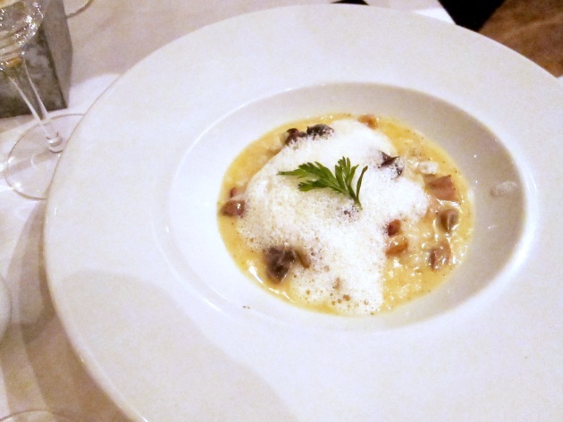 Appetizer: Wild Mushroom Risotto, Confit Snails with Truffle Froth